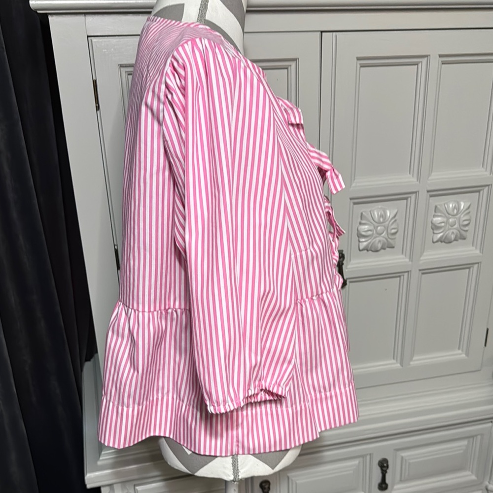 Velvet Heart Pink & White Striped Bow Blouse Size Large - Picture 6 of 13